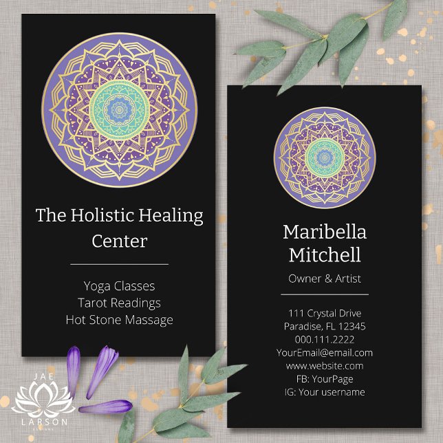 Lila Indigo Gold Türkise Mandala Metaphysische Visitenkarte (Von Creator hochgeladen)