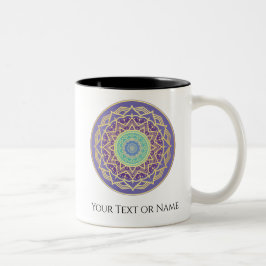 Lila Indigo Gold Türkise Mandala Metaphysische Zweifarbige Tasse
