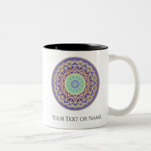 Lila Indigo Gold Türkise Mandala Metaphysische Zweifarbige Tasse