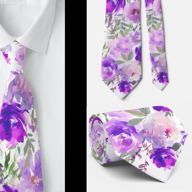 Lila Indigo Lavender Rose Floral Neck Tie Krawatte (Von Creator hochgeladen)