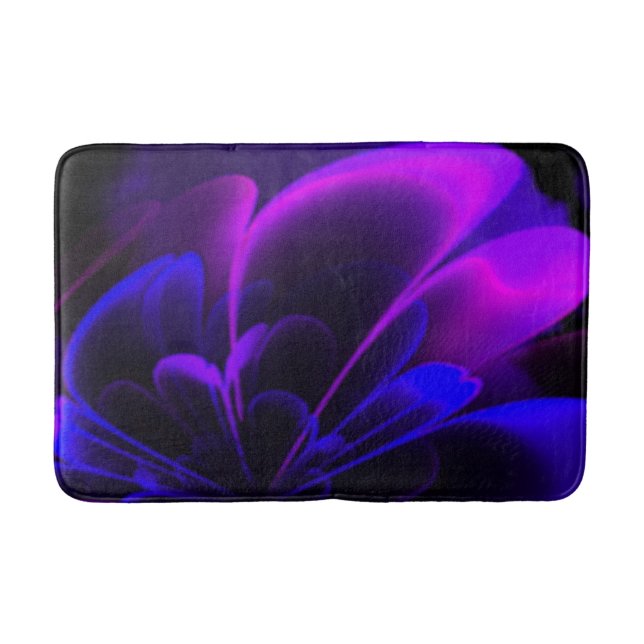 Lila Indigo Stylisierte Blume Half Corolla Badematte (Vorderseite)