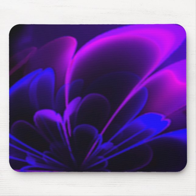 Lila Indigo Stylisierte Blume Half Corolla Mousepad (Vorne)