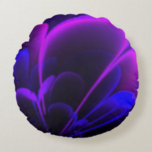 Lila Indigo Stylisierte Blume Half Corolla Rundes Kissen