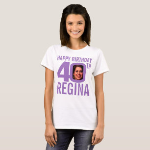 lila individuelle Name Fotovorlage zum 40. Geburts T-Shirt