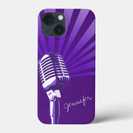 Lila individuelle Name für Retro-Mikrofon iPhone 16 Pro Max Hülle