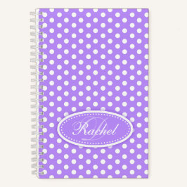 Lila individuelle Name mit Polka-Punktmuster Notizbuch