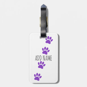 Lila Individuelle Name von Dog Paw Gepäckanhänger
