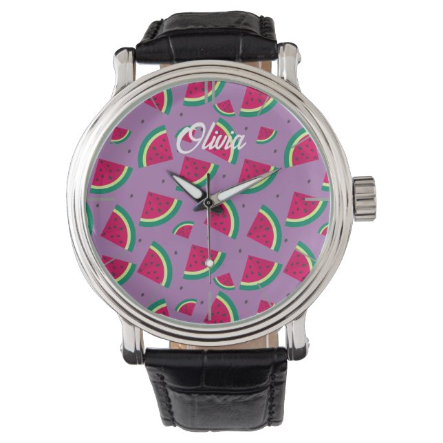 Lila Individuelle Name Watermelon Armbanduhr (Vorderseite)