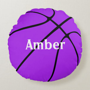 Lila, individueller Basketball-Rundwurfkissen Rundes Kissen