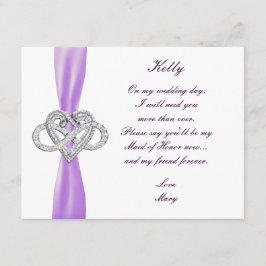 Lila Infinity Heart Trauzeugin Card Einladung