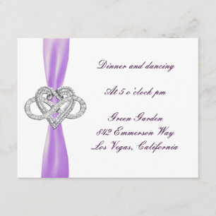 Lila Infinity-Herz-Hochzeitsempfangskarte Begleitkarte