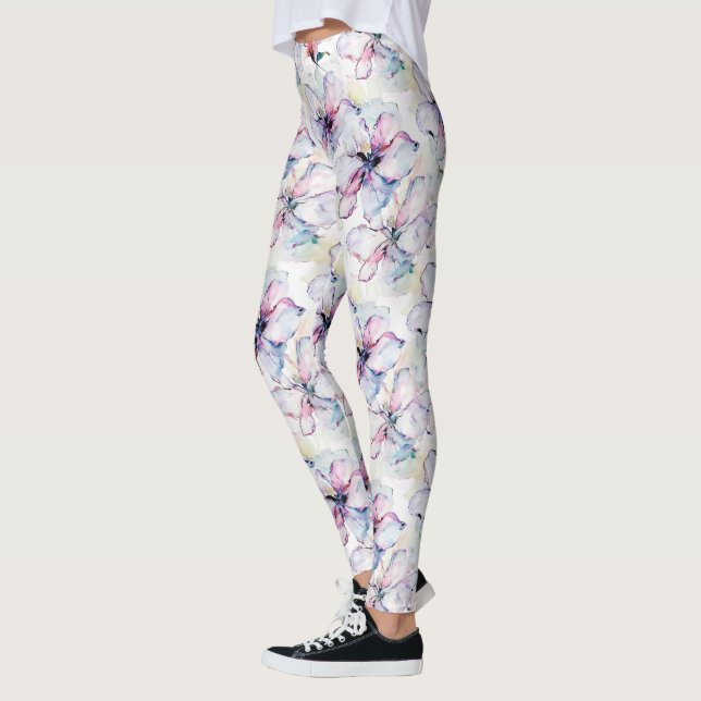 Lila Insel Blumen Leggings (Links)