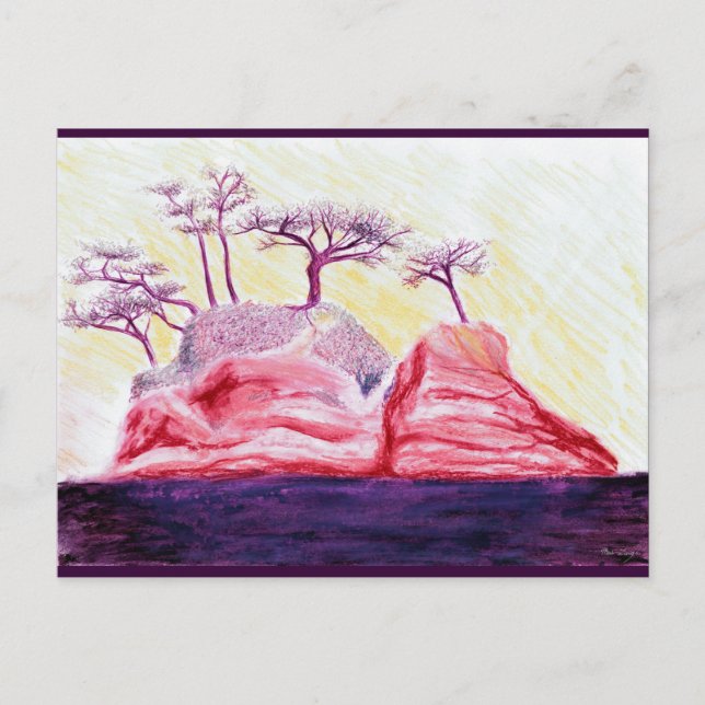 Lila Insel Bonsai Postkarte (Vorderseite)