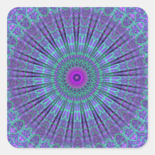 Lila Inspiriert Mandala Kaleidoskop Quadratischer Aufkleber