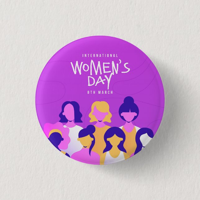 Lila internationaler Frauentag-Button-Pin Button (Vorderseite)