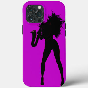 Lila iPhone Case mit Saxophone Player Girl