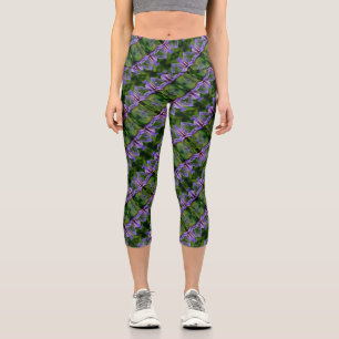 Lila Iris Abstraktes Kunstmuster Capri Leggings