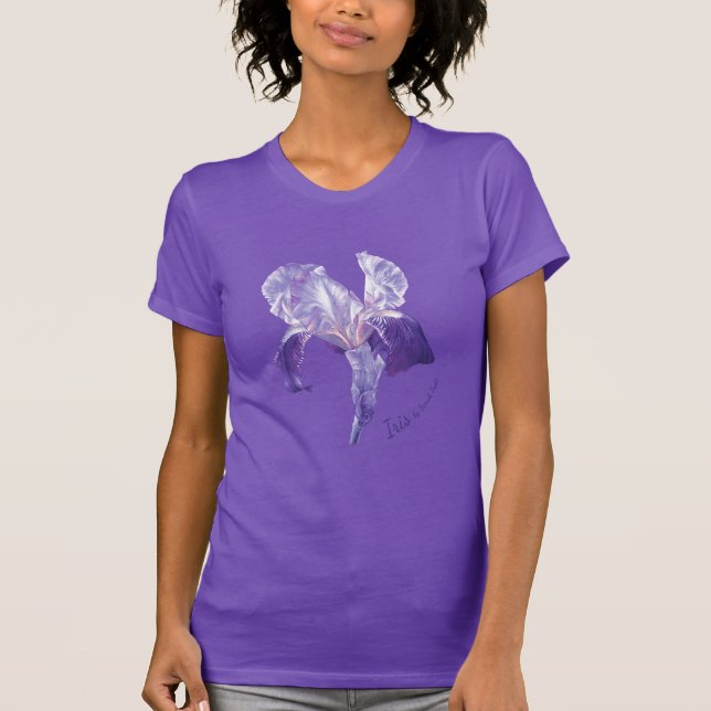 Lila Iris Aquarell Art T - Shirt (Vorderseite)