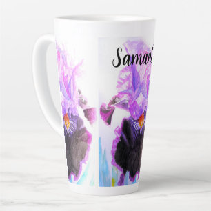 Lila Iris-Aquarell-Blumen-Blumenmalerei Milchtasse