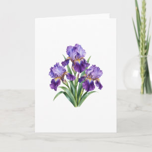 Lila Iris-Aquarell-Blumen Karte