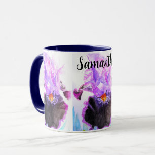 Lila Iris-Aquarell-Blumenmalerei Tasse