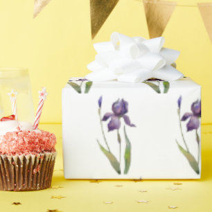 Lila Iris auf Weiß Geschenkpapier