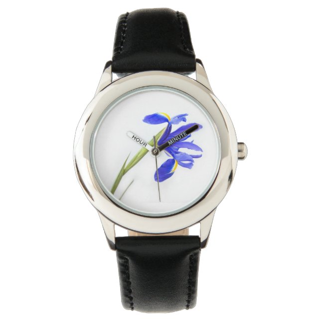 Lila Iris-Blume Armbanduhr (Vorderseite)