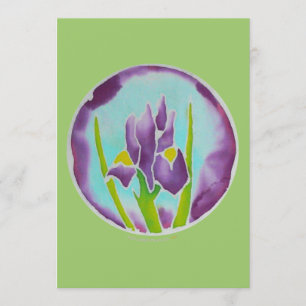 Lila Iris Blume Batik Art Card Karte