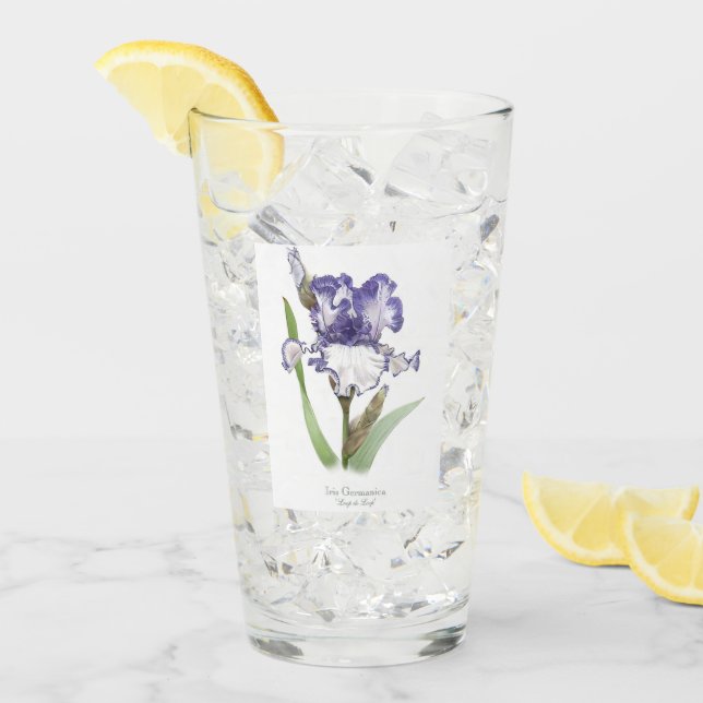 Lila Iris Blume Botanische Kunst Glas (Vorderseite Ice)