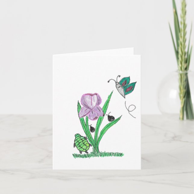 Lila Iris-Blume Dankeskarte (Vorderseite)