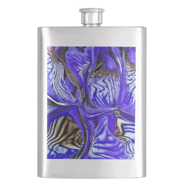 Lila Iris-Blume Flachmann (Vorderseite)