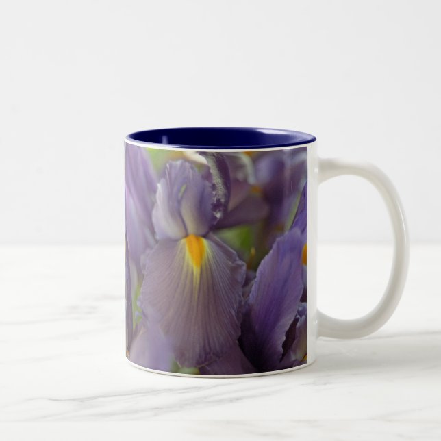 Lila Iris Blume Foto Art Kaffeemübel Zweifarbige Tasse (Rechts)