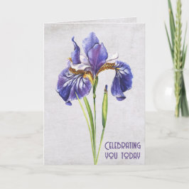 Lila Iris-Blume Geburtstag Karte