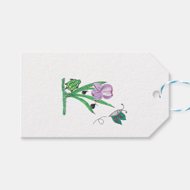 Lila Iris-Blume Geschenkanhänger (Vorderseite (Horizontal))