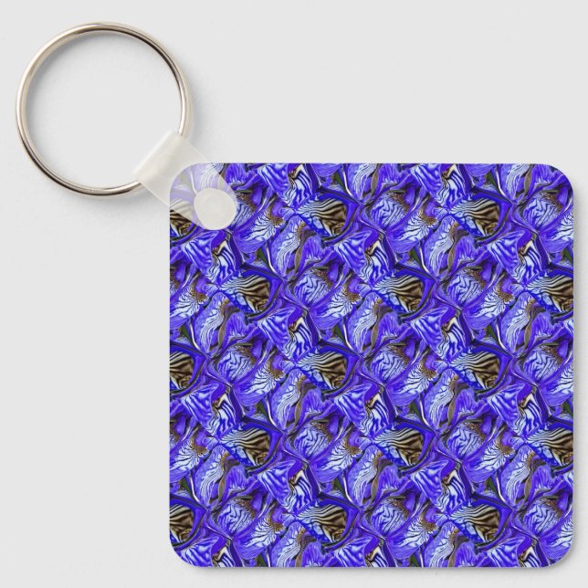 Lila Iris-Blume / geslandet / gekocht / Schlüsselanhänger (Vorderseite)
