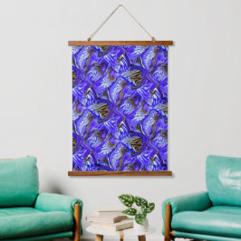 Lila Iris-Blume / geslandet / gekocht / Wandteppich Mit Holzrahmen
