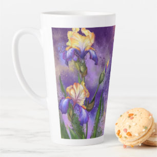 Lila Iris-Blume Latte Tasse Irische Malerei