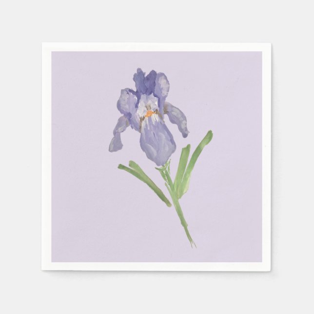 Lila Iris Blume Malerei Serviette (Vorderseite)