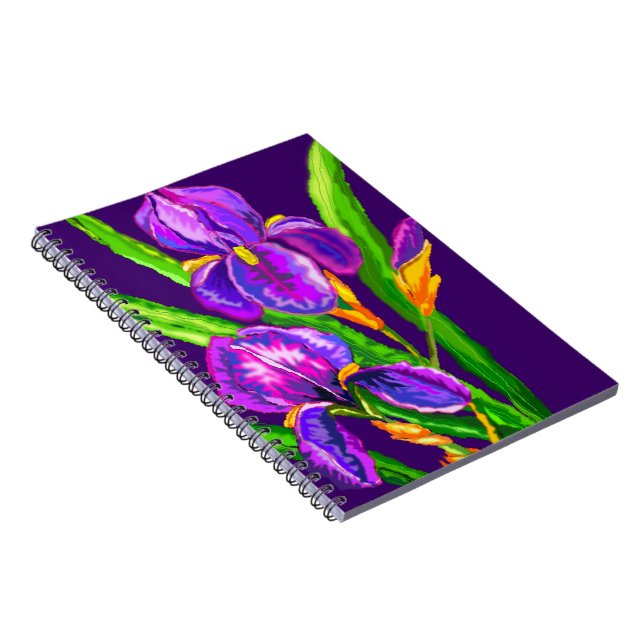 Lila Iris-Blume-Notebook Notizblock (Rechte Seite)