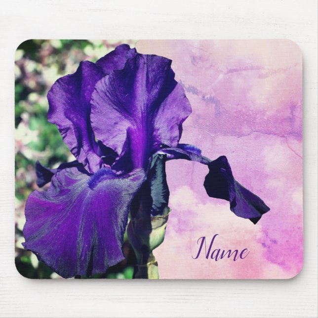 Lila Iris-Blume Personalisiert Mousepad (Vorne)