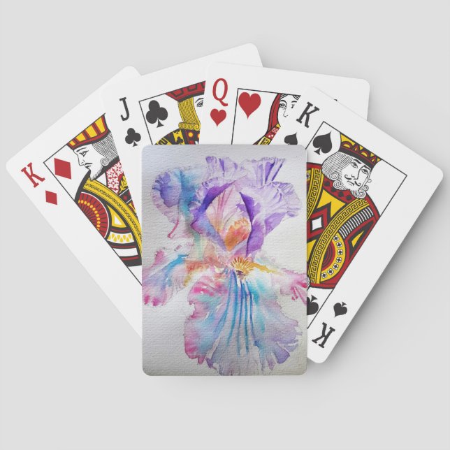 Lila Iris Blume Set für Aquarellbilder Spielkarten (Rückseite)