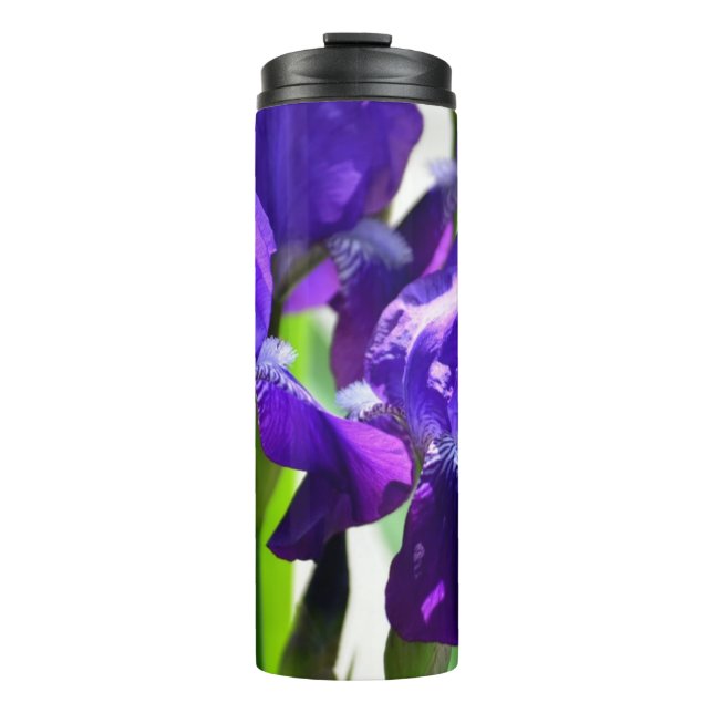 Lila Iris-Blume Thermosbecher (Vorderseite)