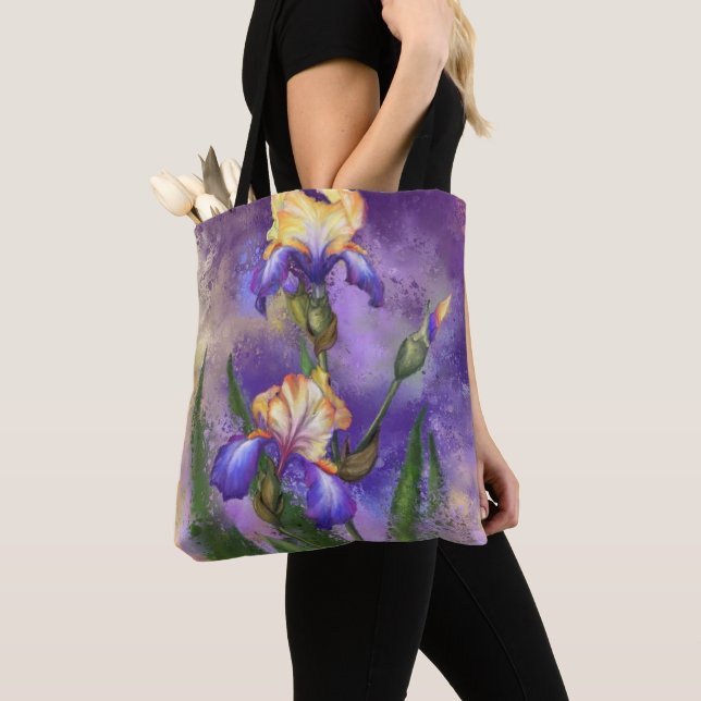 Lila Iris Blume Tote Bag Irische Blume Tasche (Von Nahem)