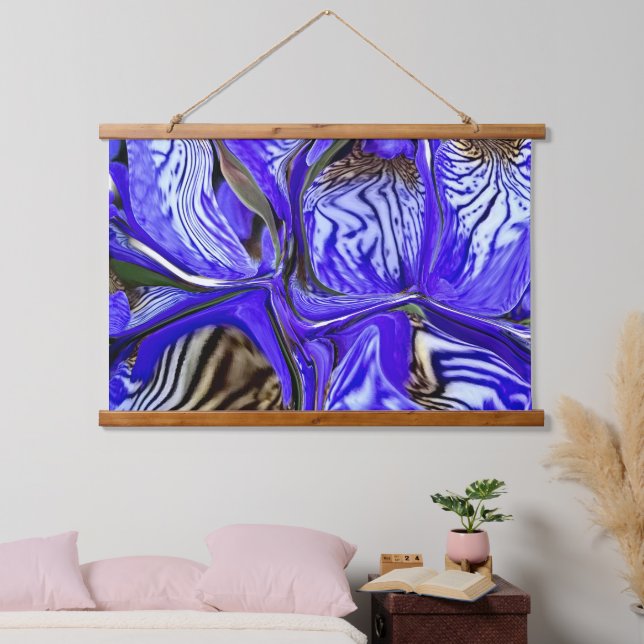 Lila Iris-Blume Wandteppich Mit Holzrahmen (Schlafzimmer)