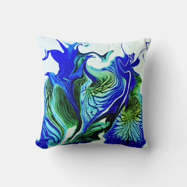 Lila Iris-Blume-Wirbel / Greenleaf / Kissen (Vorderseite)