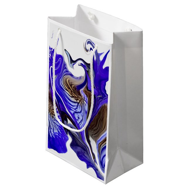 Lila Iris Blume Wirbel Kleine Geschenktüte (Vorderseite Schrägansicht)