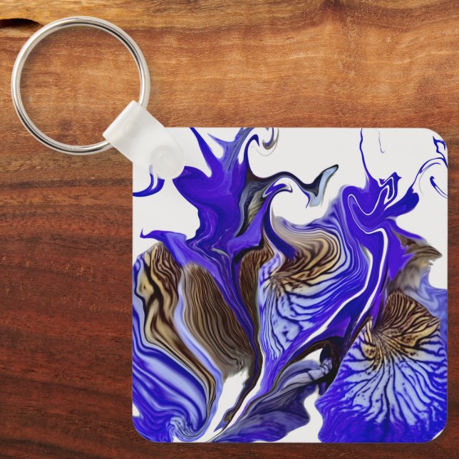 Lila Iris Blume Wirbel Schlüsselanhänger (Vorderseite)