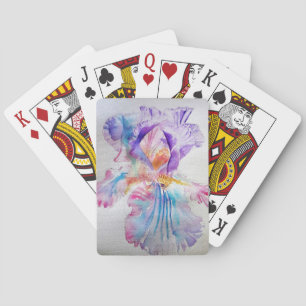 Lila Iris-Blumen-Aquarell-Kartenspiel-Set Spielkarten
