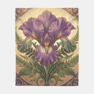 Lila Iris-Blumenkunst im Jugendstil mit aufwendige Fleecedecke