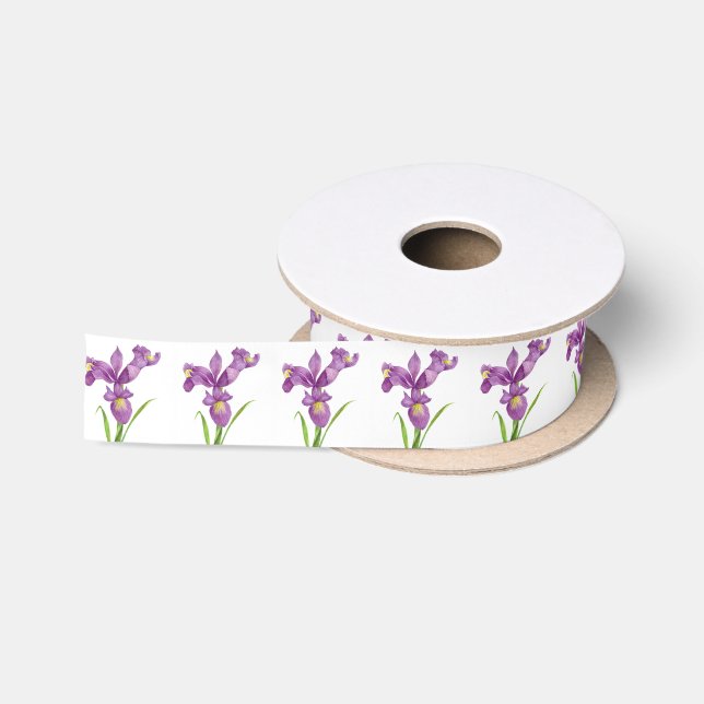 Lila Iris Botanische Blumenart Satinband (Spule)